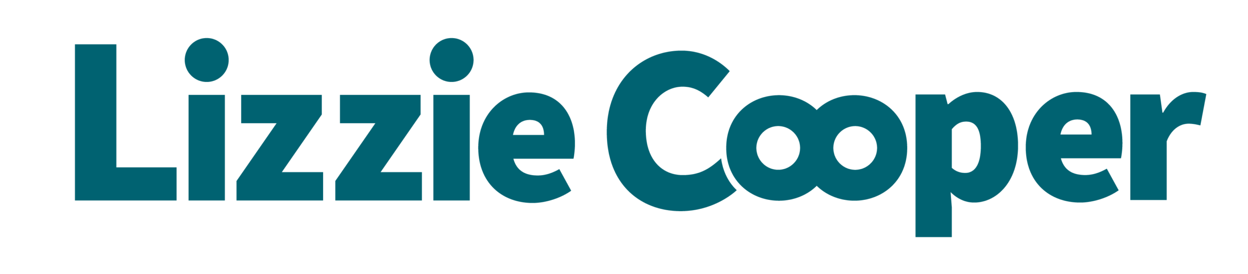 The words Lizzie Cooper in bold teal text