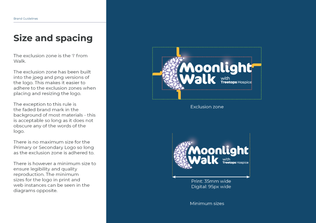 Extract from the brand guidelines showing the clear space required around the logo.